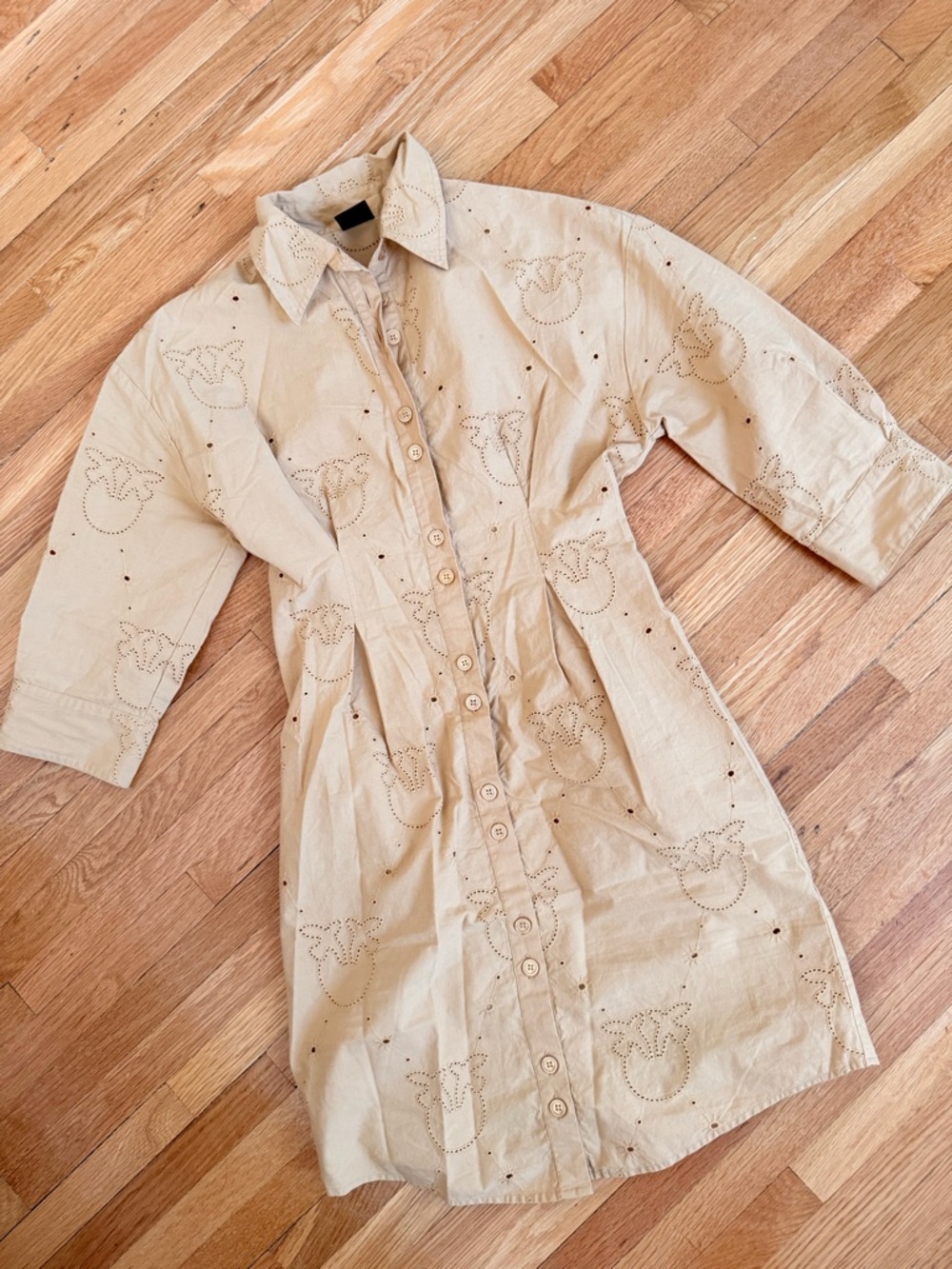 Pinko Mustard Eyelet Shirt Dress size XS